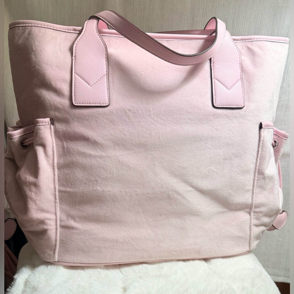 NEW Juicy Couture Royalty Pink Velour Tote - Picture 3 of 9